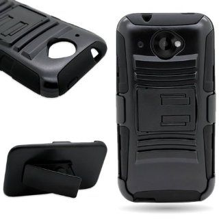 CoverON Hybrid Heavy Duty Case with Hard Kickstand Belt Clip Holster for HTC Desire 601   Black: Cell Phones & Accessories