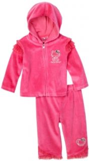 Hello Kitty Baby girls Infant Velour Sweat Suit, Pink, 24 Months Clothing