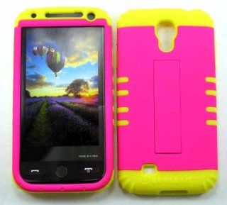 3 IN 1 HYBRID SILICONE COVER FOR SAMSUNG GALAXY S IV S4 HARD CASE SOFT YELLOW RUBBER SKIN NEON RICH HOT PINK YE A006 FE KOOL KASE ROCKER CELL PHONE ACCESSORY EXCLUSIVE BY MANDMWIRELESS: Cell Phones & Accessories