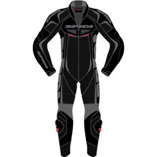 Spidi Reset Wind Men's 1 Piece Leather/Mesh On Road Racing Motorcycle Race Suits   Black/Grey / Size E56/US46: Automotive
