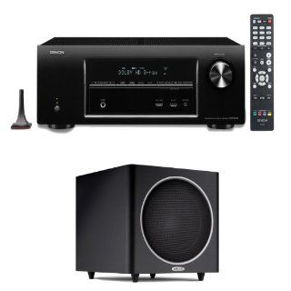 Denon AVR E400 7.1 Channel 4K / 3D Networking Home Theater Receiver With A Polk Audio PSW110 10 Inch Powered Subwoofer: Electronics