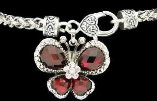 From the Heart Red Crystal Butterfly Bracelet with Sparkling Clear Rhinestones defining the Wings. Butterfly Charm is attached to a Heavy Bracelet with a Beautiful Heart Lobster Claw Clasp..Beautiful!!!!!Perfect Gift for Valentine's Day, Mother's D