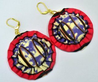 African Print Earrings  Jewelry Designer Made Of Ankara Fabric Patterns  Super Dutch Wax Material Clothing  Match Your African Print Fashion, Dresses, Attire, Skirts, Shoes, Bags, Tops, Bow Tie  For Girls And Women. Hot Pink. Satisfaction Guaranteed