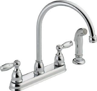 Delta Faucet 21988LF Two Handle Kitchen Faucet with Spray, Chrome   Touch On Kitchen Sink Faucets  