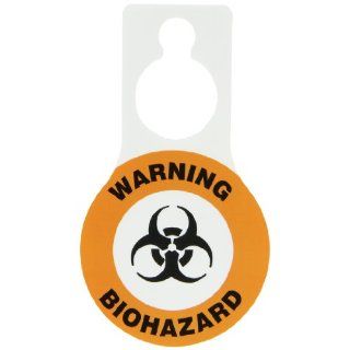 Accuform Signs TAD633 Plastic Shaped Door Knob Hanger Safety Tag, Legend "WARNING BIOHAZARD" with Graphic, 5" Width x 9" Height x 15 mil Thickness, Black/Orange on White (Pack of 10): Industrial Warning Signs: Industrial & Scientifi
