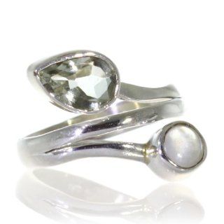 Green Amethyst, Mother of Pearl Women Ring (size: 6.25) Handmade 925 Sterling Silver hand cut Green Amethyst, Mother of Pearl color Green 3g, Nickel and Cadmium Free, artisan unique handcrafted silver ring jewelry for women   one of a kind world wide item 
