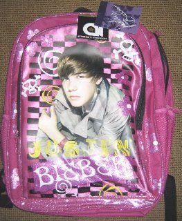 Justin Bieber 16 Inch Backpack Pink: Toys & Games