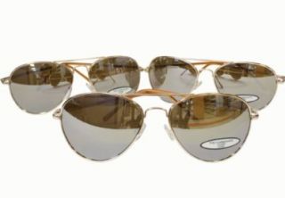 G&G Chrome Metal Silver Mirrored Aviator Sunglasses 3 Pr. Spring Hinges (3 Gold frame): Shoes