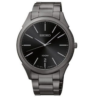 Seiko Black Stainless Steel Analog with Date Men's watch #SGEG79: Watches