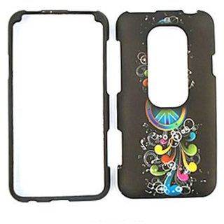CELL PHONE CASE COVER FOR HTC EVO 3D RAINBOW PEACE MUSIC NOTES ON BLACK: Cell Phones & Accessories