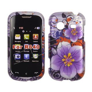 Samsung Character R640 r 640 Cover Faceplate Face Plate Housing Snap on Snapon RUBBERIZED Protective Hard Case Shield PURPLE FLOWERS DESIGN: Cell Phones & Accessories