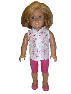 SALE 3 PC Pink Flower Blouse Outfit for 18 inch dolls like American Girl Doll   made in the USA!: Toys & Games
