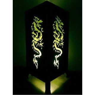 Thai Vintage Handmade ASIAN Oriental Green Brave Chinese Dragon Bedside Floor or Table Lamp Shades   Lampshades  