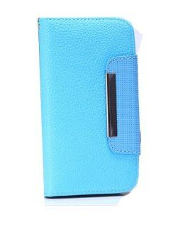 W Rainbow Newest Blue Litchi Grain Pattern Flip Wallet Magnetic PU Leather Case With Card Slots Protector Cover for Apple Iphone 4 4G 4S(Randomly Presented Six Pieces Home Button Stickers): Cell Phones & Accessories
