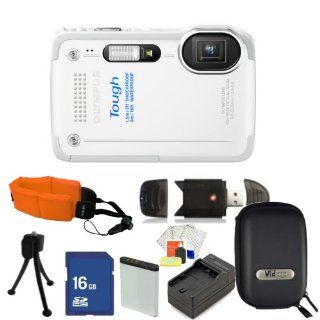 Olympus TG 630 iHS Digital Camera (White) Kit. Includes 16GB Memory Card, High Speed Memory Card Reader, Extended Life Replacement Battery, Charger, Floating Strap, Camera Case & Starter Kit  Digital Camera Accessory Kits  Camera & Photo