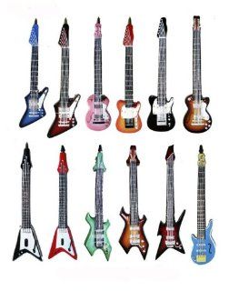 Inkology Rock Star Guitar Pens, 12 Count Ballpoint Pens, Black Ink, 631 2 : Ballpoint Stick Pens : Office Products