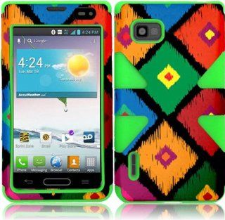 For LG Optimus F3 MS659 Dynamic Impact Tribal Cover Case (Colorful Frame Tribal+Neon Green): Cell Phones & Accessories