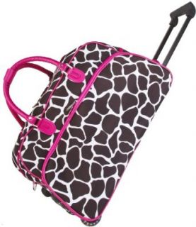 World Traveler Pink Giraffe Rolling Wheeled Duffle Bag 21 inch Clothing