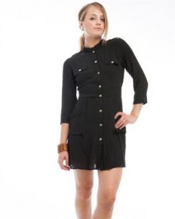 G2 Chic Women's Button Front Shirt Dress(DRS CAS, BLK S) at  Womens Clothing store:
