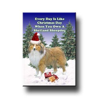 Shetland Sheepdog Christmas Holiday Fridge Magnet : Refrigerator Magnets : Everything Else