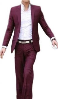 New Purple Satin Mens Button Noble Tuxedo Suits Jackets Pants Shirt at  Mens Clothing store: