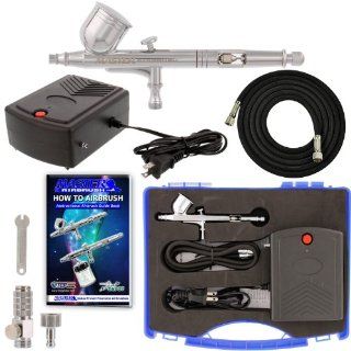 General Purpose Airbrush System, Precision Dual action Gravity Feed Airbrush Set with Mini Air Compressor. Great for Cake Decorating, Arts & Crafts, Temp Tattoos, Nails, Etc. Now Includes (FREE) How to Airbrush Training Book to Get You Started.
