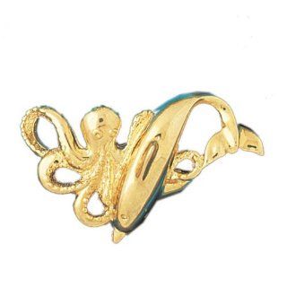 Dazzlers Solid 14karats Gold Dolphin and Octopus Charm 8.0 Grams Pendant: Pendant Necklaces: Jewelry