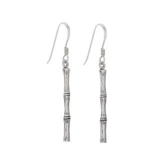 925 Sterling Silver Bamboo Hook Earrings: Jewelry