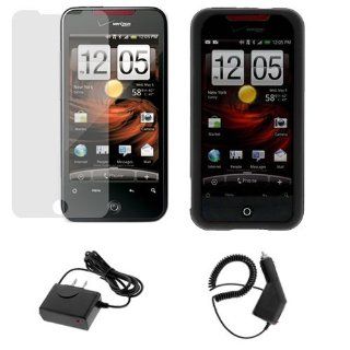 GTMax Rapid Car Charger + Home Travel Charger + Black Silicone Skin Soft Cover Case + LCD Screen Protector for Verizon HTC Droid Incredible: Cell Phones & Accessories