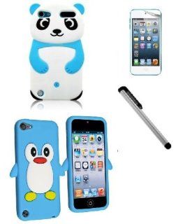 [Pack of 2] NanoCell4All Ipod Touch 5 5th Generation Penguin Silicone Case Cover And Panda Bear Silicone Case   Aqua with NanoCell4All Screen Protector And Premium Capacitive Stylus Pen (Bundle : 2 Silicone Cases, Screen Protector, And Stylus Pen): Cell 