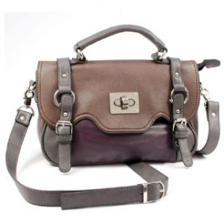 Mini briefcase style bag/ organizer handbag   Coffee Grey Purple Clothing