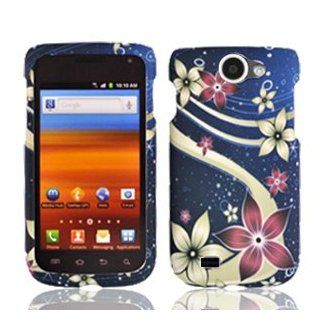 For T Mobil Samsung Exhibit II 4G T679 Accessory   Blue Flower Galaxy C Hard Case Proctor Cover with LF Screen Wiper: Cell Phones & Accessories