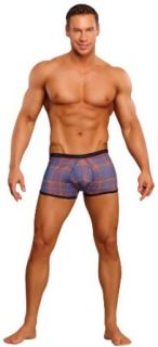 Playful Royal/Red Plaid Print Mini Short Underwear for Men: Clothing