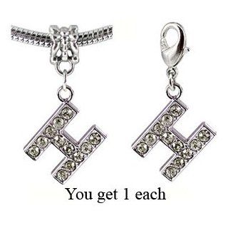 Beautiful Initial Charms with pandora bracelet bead & lobster clasp   Letter " H " by GlitZ JewelZ  Jewelry