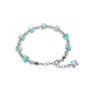 Sterling Silver Butterfly Clear Crystal adjustable Bracelet 7 to 8 inch Made with Swarovski Elements: Jewelry