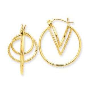 14k Yellow Gold 7/8 Inch Fashion Circular Beautiful Hoop Earrings: Jewelry