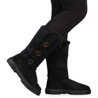 68J New Womens Black Snow Ladies Long Calf Flat Grip Sole Winter Fur Boots Size 5 US: Shoes