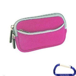 Gizmo Dorks Soft Neoprene Zipper Case (Pink) with Carabiner Key Chain for the Vivitar DVR 690 HD Camcorder : Camera & Photo
