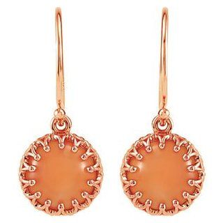Genuine Coral Round Gemstone Earrings: Dangle Earrings: Jewelry