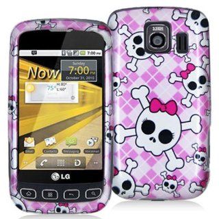 LG OPTIMUS S LS670 2D CUTE SKULL ON PINK PLAID CASE: Cell Phones & Accessories