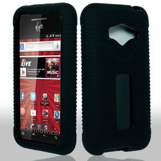 LG Optimus Elite LS696 LS 696 Hybrid Armor Black Hard Case and Black Silicone Skin Dual Combo 2 in 1 Snap On Protective Cover Cell Phone: Cell Phones & Accessories