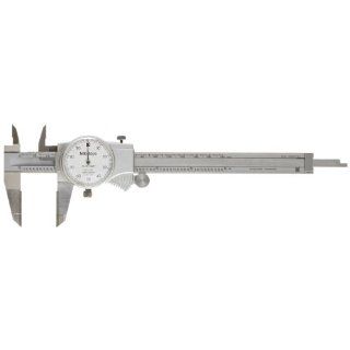Mitutoyo 505 675 Dial Calipers, Inch, Orange Face, for Inside, Outside, Depth and Step Measurements, Stainless Steel, 0" 6" Range, +/ 0.001" Accuracy, 0.001" Resolution, 40mm Jaw Depth: Fractional Dial Caliper: Industrial & Scientif