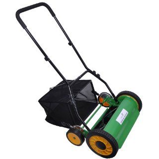 3 in 1 Push Walk Behind Manual Lawn Mower: 14" Reel Mower with Sweeper and Loosener : Electric Lawn Scarifier : Patio, Lawn & Garden