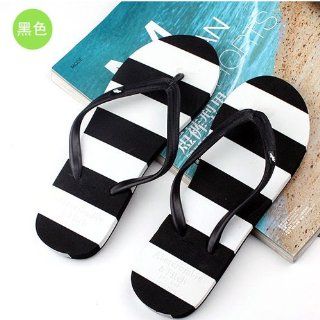 Qyz@fawn Colour Matching Striped Flat Heel Slippers Cool Slippers Sandals Black Size 35 : Sports Fan Slippers : Sports & Outdoors