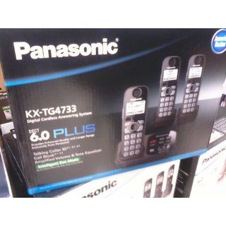 Panasonic KX TG4733B DECT 6.0 Cordless Phone with Answering System, Black, 3 Handsets : Cordless Telephones : Electronics