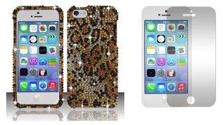 Apple iPhone 5C   Accessory Kit   Cheetah Cat Diamond Bling Case + Screen Protector Guard + Atom LED Keychain Light: Cell Phones & Accessories