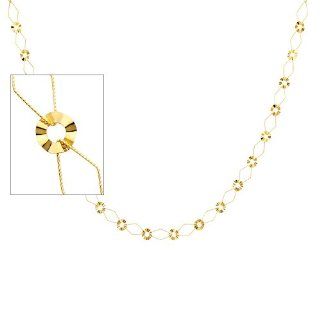 14K Yellow Gold Fancy Designer Necklace with Lobster Claw Clasp   17" + 1" Inches Extension: Goldenmine: Jewelry