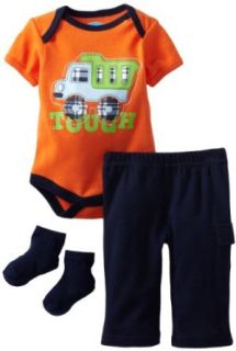 Bon Bebe Baby Boys Newborn Tough Truck 3 Piece Pant Set, Orange/Navy, 0 3 Months: Clothing