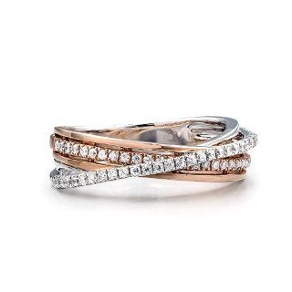 Ze 14k White Gold And Rose Gold Diamond Wrap Ring: Jewelry