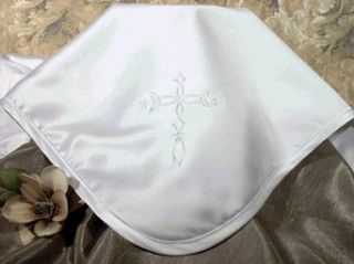Matte Satin Christening Blanket with Embroidered Celtic Cross: Clothing